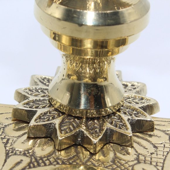 Handmade Solid Brass Peacock Tabletop 3 Tealight Candle holder Centerpiece Decor - Picture 4 of 12